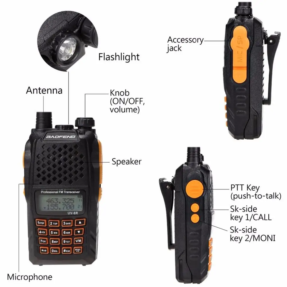 Baofeng UV-6R рация 5 Вт радио UHF VHF Двухдиапазонный UV 6R CB обновление UV-5R HF