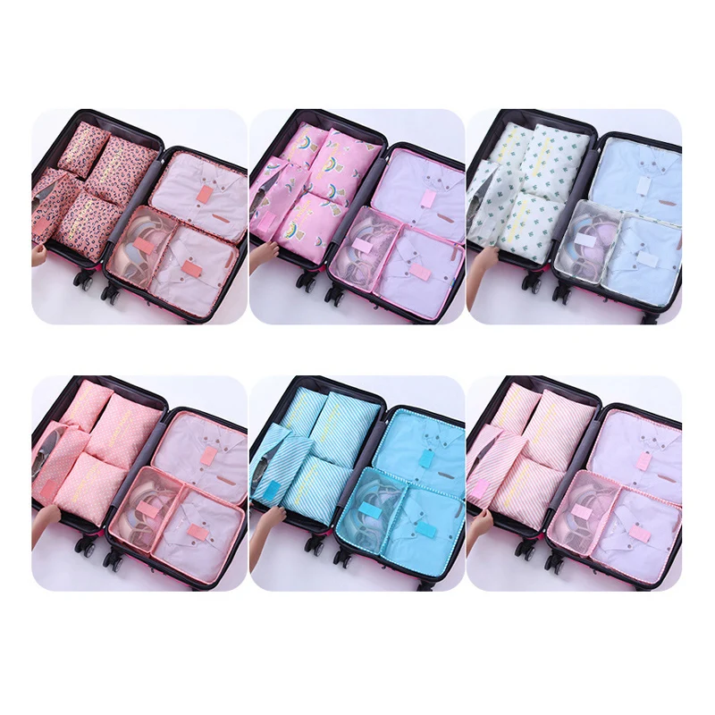 7PCS high quality solid color travel set of 7 thick waterproof suitcase storage bag Bedroom |