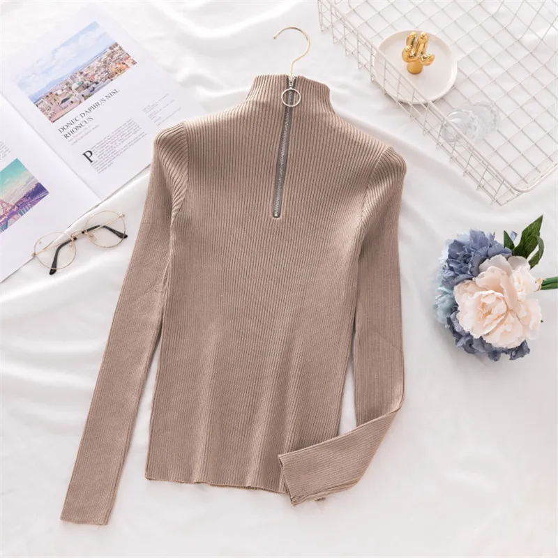 Neploe Zipper Slim Grace Women Sweater Solid Knitted Female Pullover 2020 Autumn Winter New Fashion Vintage Sueter Mujer 69170 | Женская