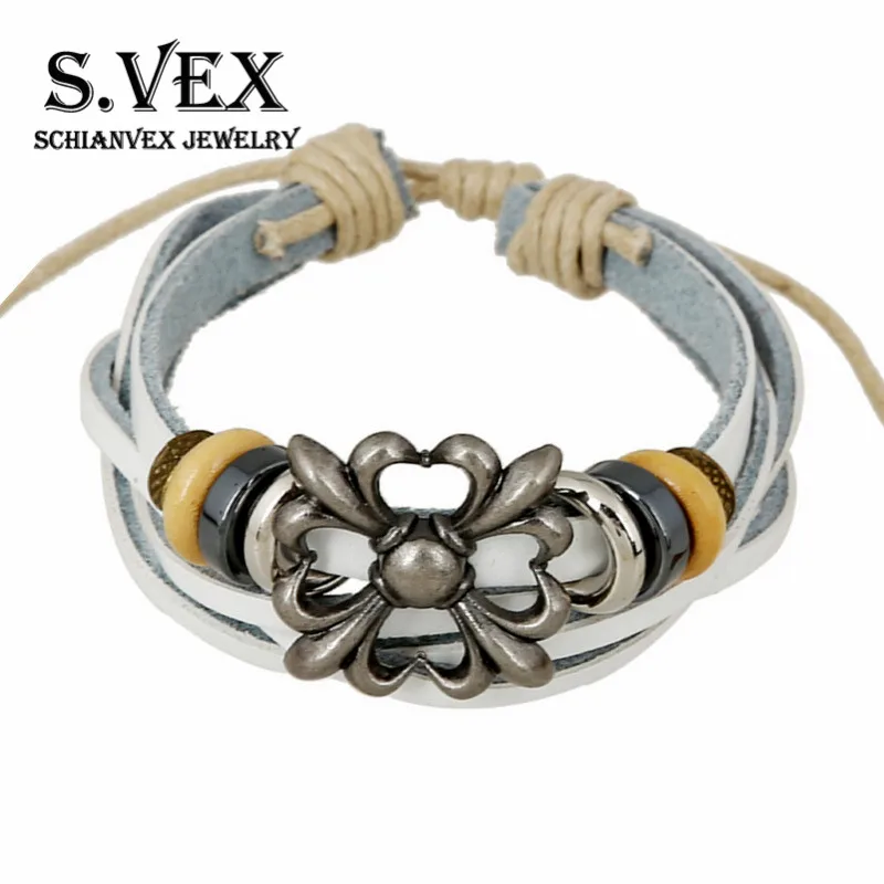 S. VEX Для мужчин s 2018 в богемном стиле кожаные веревки сеть Brecelets Цветочные
