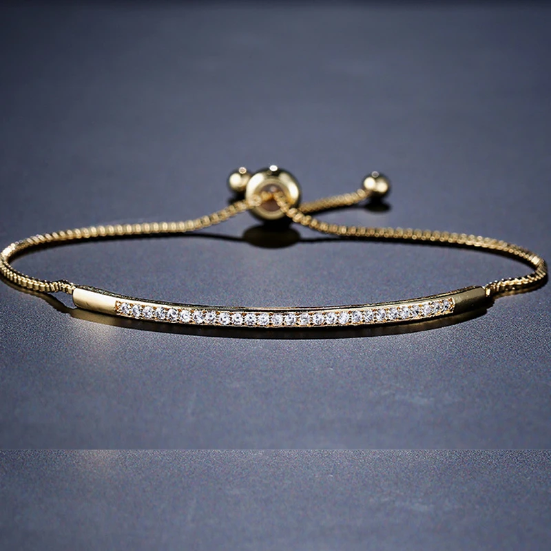 Be 8  Brilliant AAA CZ Pave Adjustable Chain Bracelets Geometric Shape Bangles for Women Fashion Jewelry B104