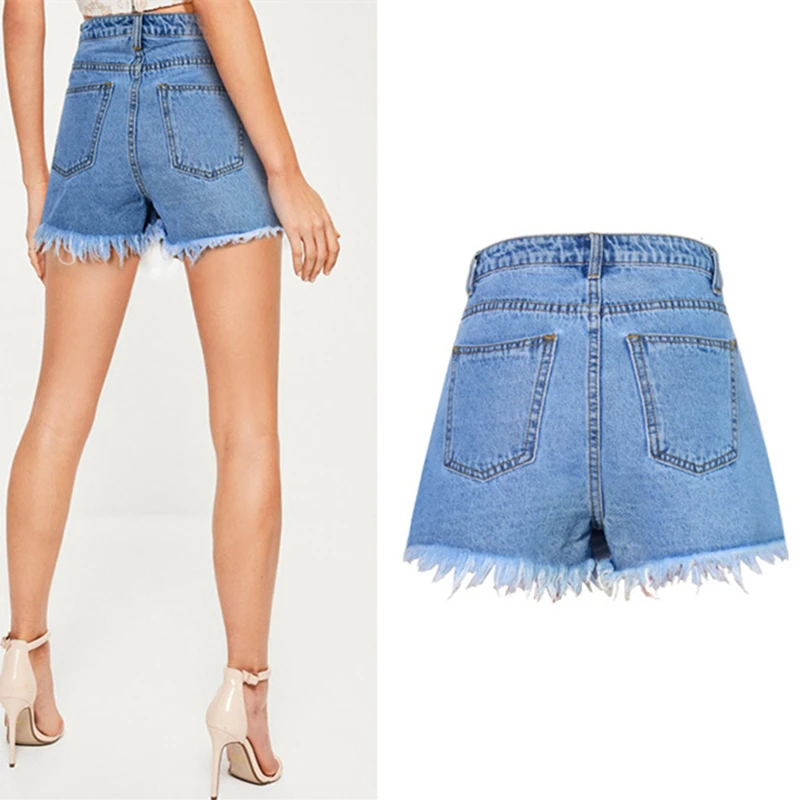 Женские джинсовые шорты с завышенной талией LOGAMI асимметричные трапециевидной