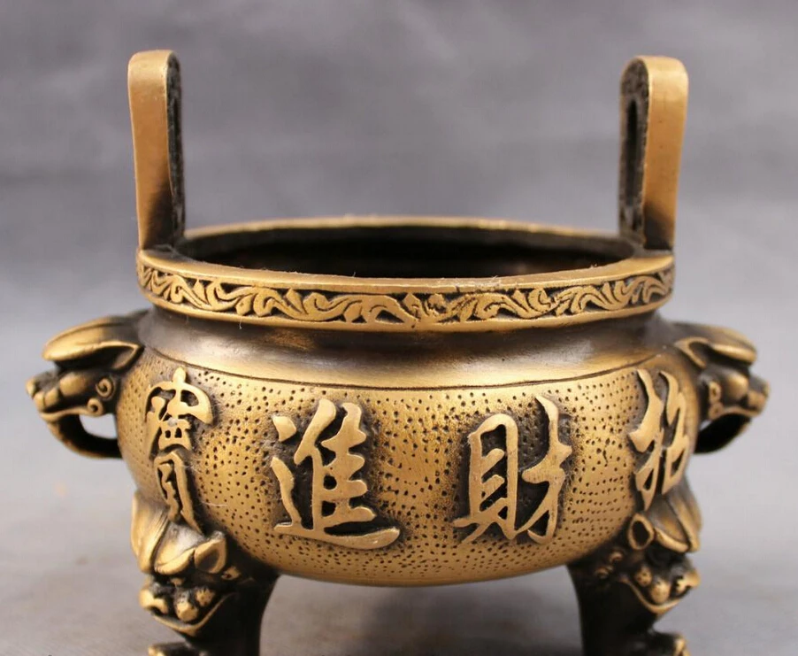 song voge gem S3023 Tibet Bronze Buddhism Lion Head Statue Zhao Cai Jin Bao Incense Burner Censer | Дом и сад