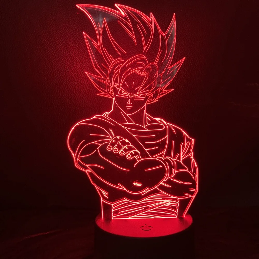 1 Крутой детский светодиодный ночник Dragon Ball Z Goku рисунок ночной Светильник для детской спальни Декор аниме 3D иллюзия светодиодный ночной Светильник Saiyan - Испускаемый цвет: 1