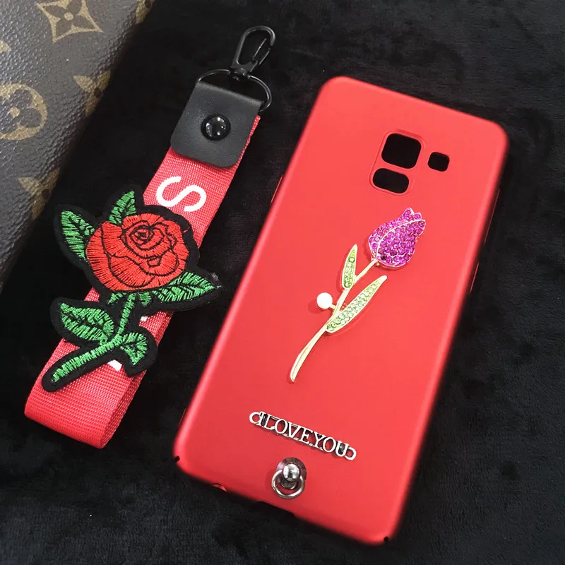 A8 A6 плюс 2018 Корона розовый ремешок веревка Чехол для Samsung Galaxy S8 S9 J3 J5 J7 A3 A5 A7 2016 2017 J4