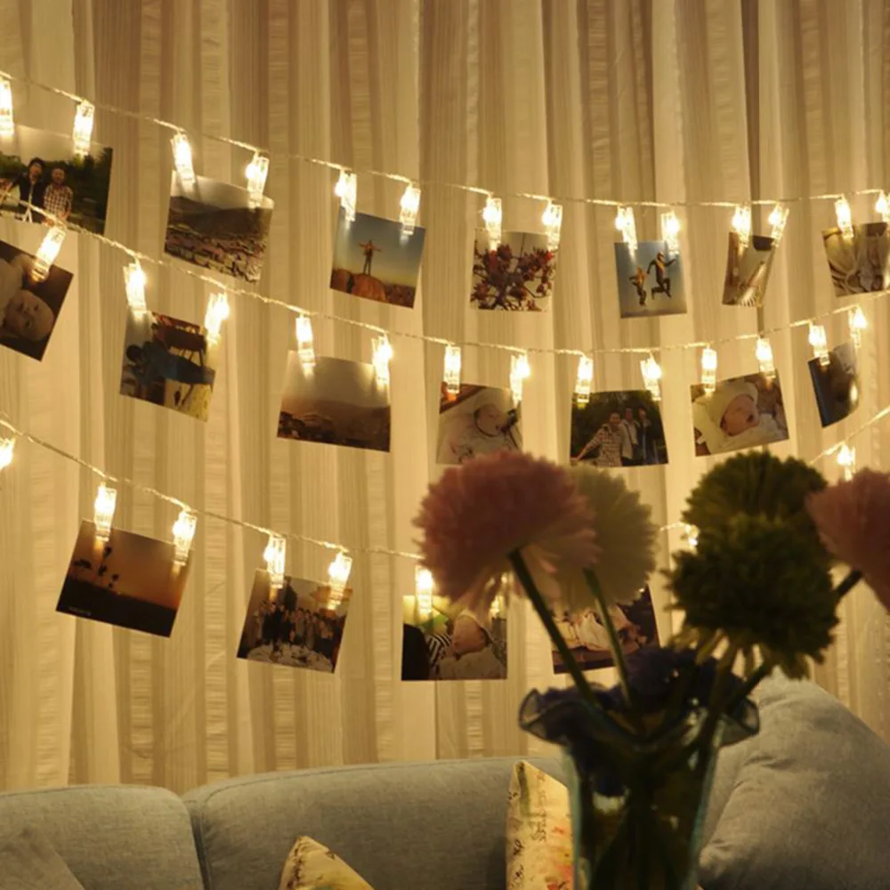 СВЕТОДИОДНАЯ Гирлянда держатель для фотографий 10/20 светодиодов|decorative