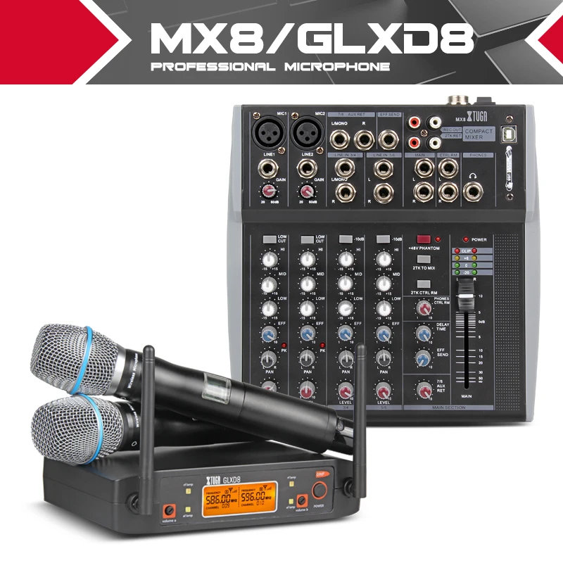 XTUGA аудио 2 канальная гарнитура Микрофонная система УВЧ беспроводные
