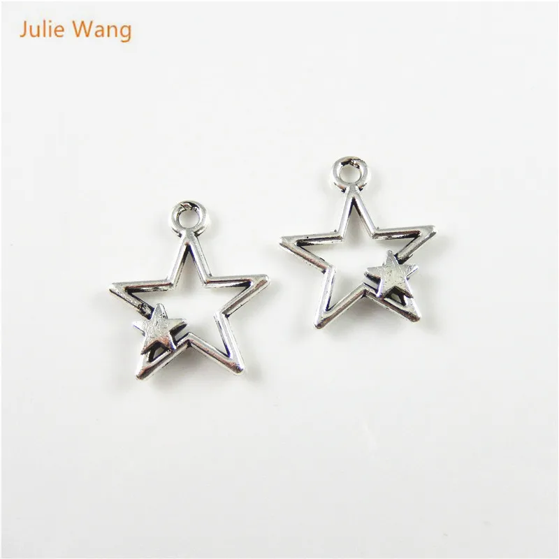 Julie Wang 30 шт. подвески в виде звезд элегантный дизайн античное серебряное ожерелье