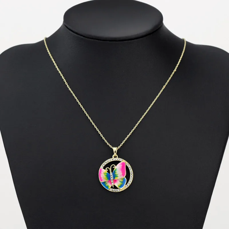 Neoglory светло желтый золотой цветной эмаль подвеска ожерелья в виде бабочки модный
