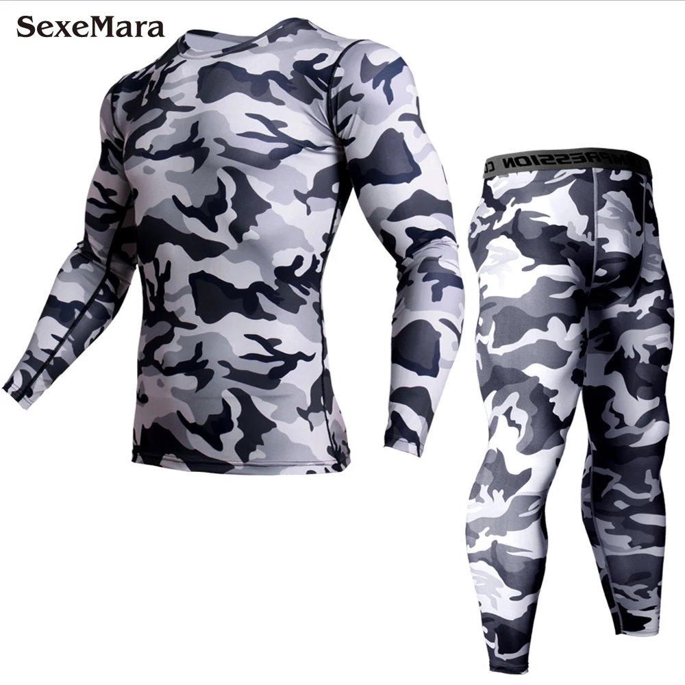 

New Men's thermal underwear clothes Sport Gym Kit Men Fitness Tights Running sport suit Sportswear Rashgard Long Johns For Men