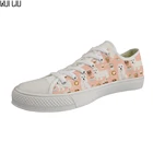 Кеды женские с низким верхом, повседневные холщовые туфли на шнуровке, с узором-пазлом, Вулканизированная плоская подошва, для молодых девушек