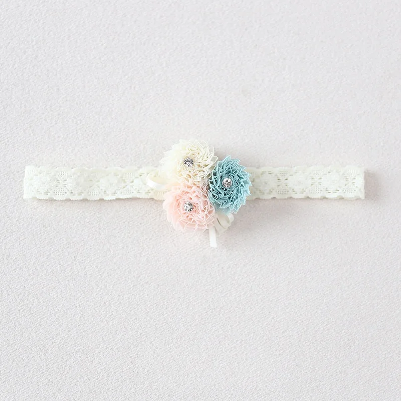 

Boutique 10pcs Fashion Cute Gemstone Flower Soft Hairbands Solid Kawaii Floral Lace Headbands Princess Hair Accessories