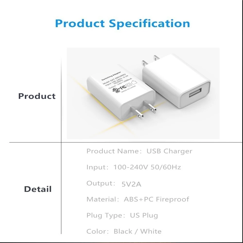 Лидер продаж высокое качество США штекер USB 5V2A дорожное настенное зарядное