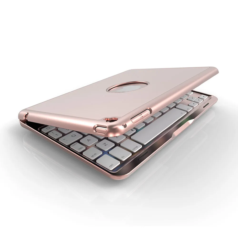 Алюминиевая клавиатура с подсветкой 7 цветов Bluetooth умный чехол книжка для iPad mini 4