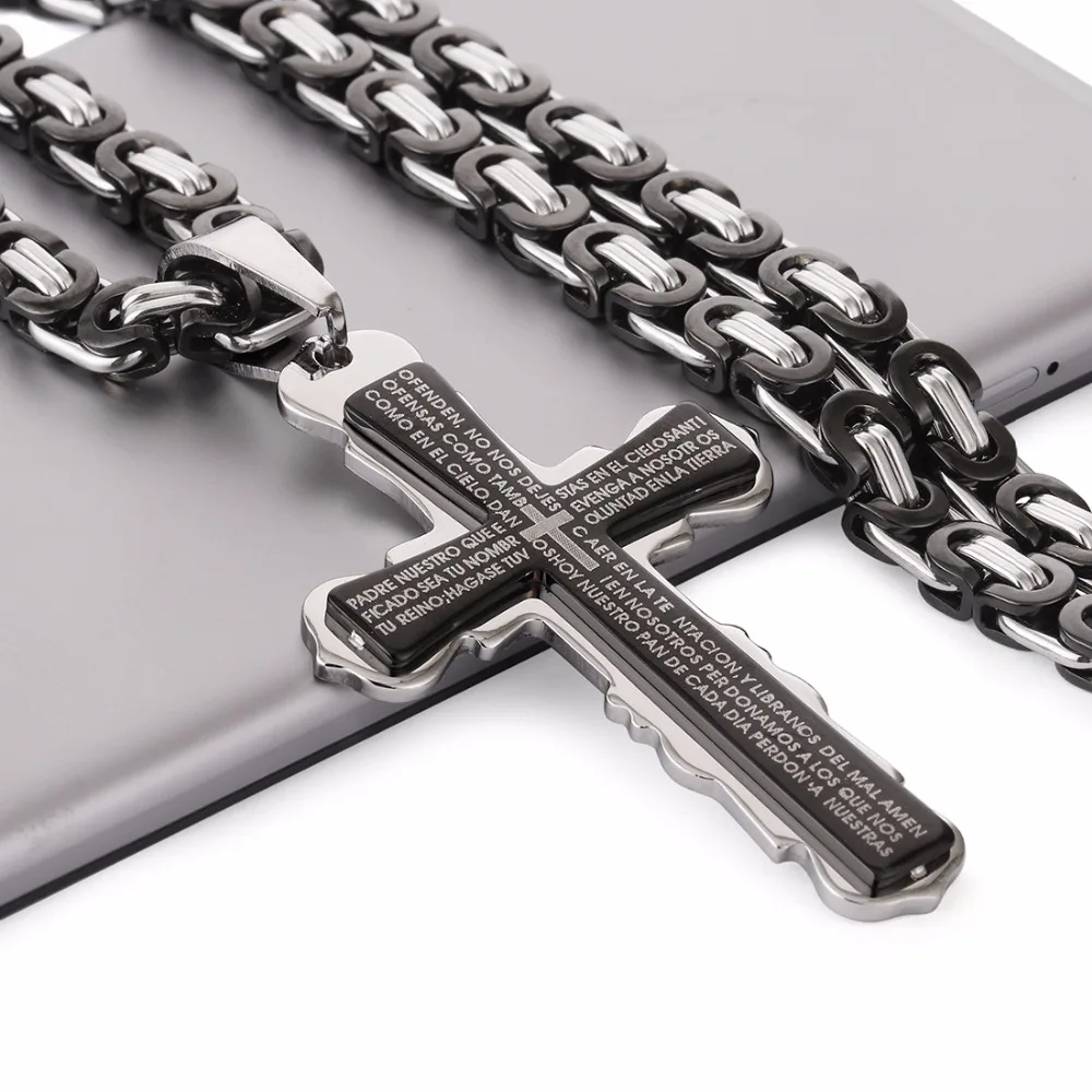 Подвеска из нержавеющей стали ожерелье черного и серебряного цвета Библейский