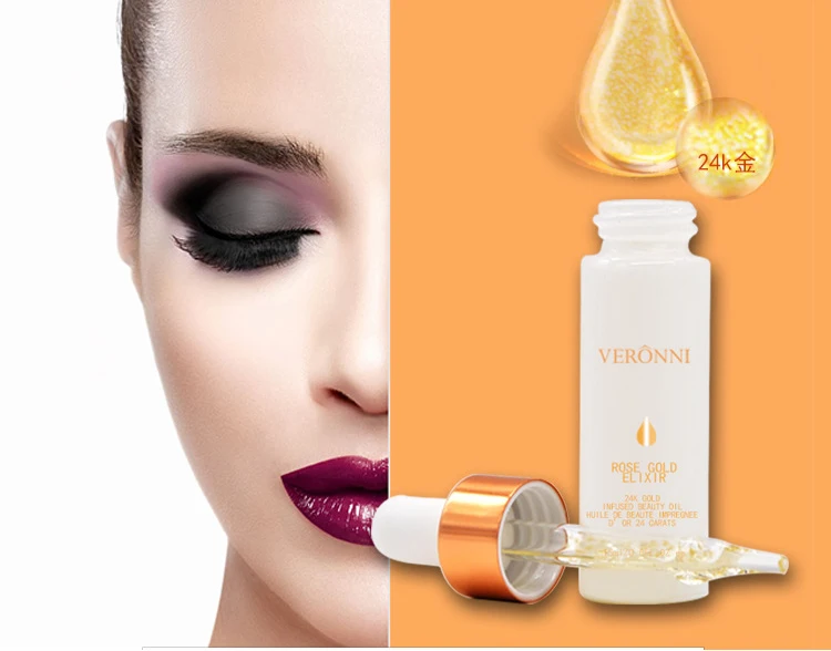 VERONNI 24k розовое золото эликсир кожи макияж масло для лица Эфирное перед лицом