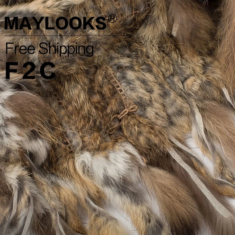 2018 мех кролика пальто Maylooks Для женщин v образным вырезом жилет пальто/Куртки Зима