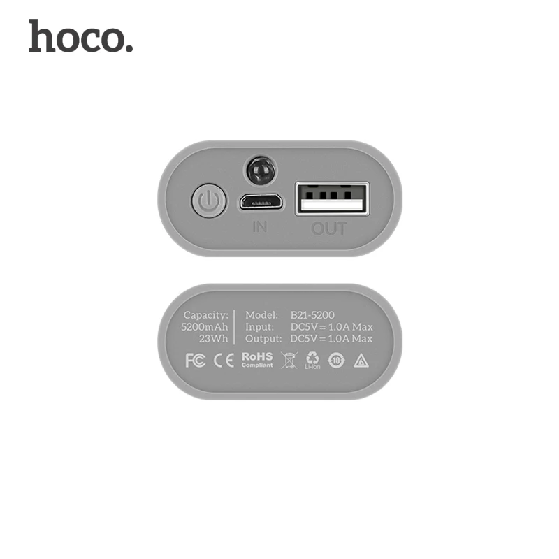 Внешний аккумулятор HOCO B21 5200 мАч 18650 мини USB|battery charger powerbank|powerbank for iphonecharger powerbank |