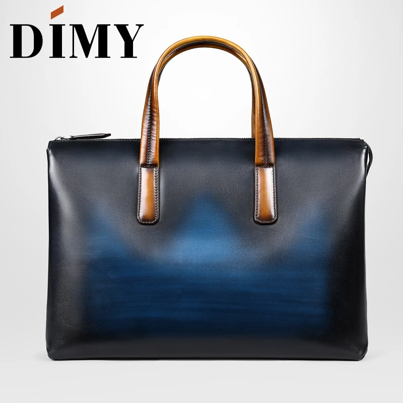 Мужской деловой портфель DIMY итальянский из натуральной кожи ручной работы в