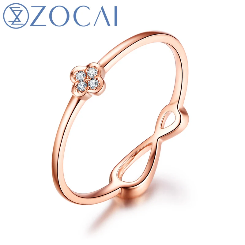 ZOCAI 100% подлинное 18K розовое золото (Au750) Настоящее 0 01 CT I-J/SI круглое бриллиантовое