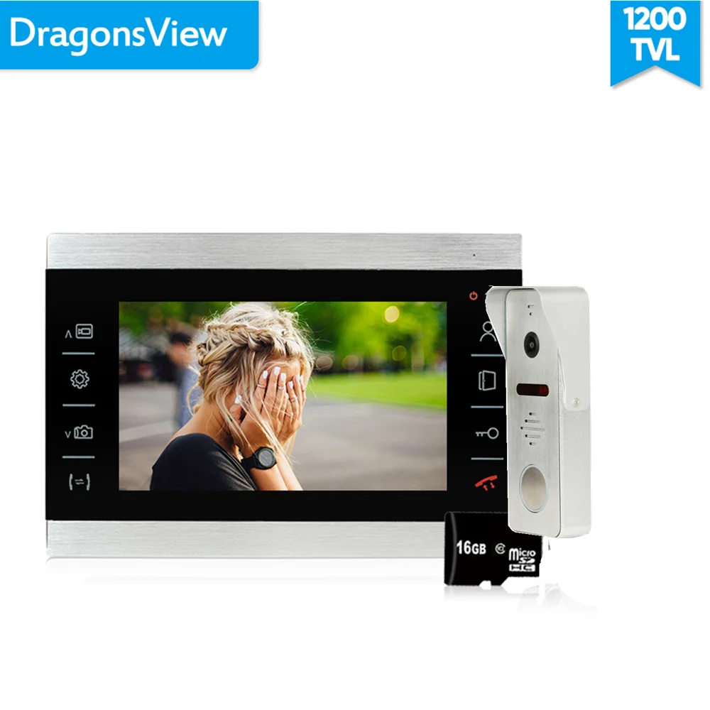Dragonsview 7 дюймов 1200TVL видео дверь телефон дверной Звонок камера проводной