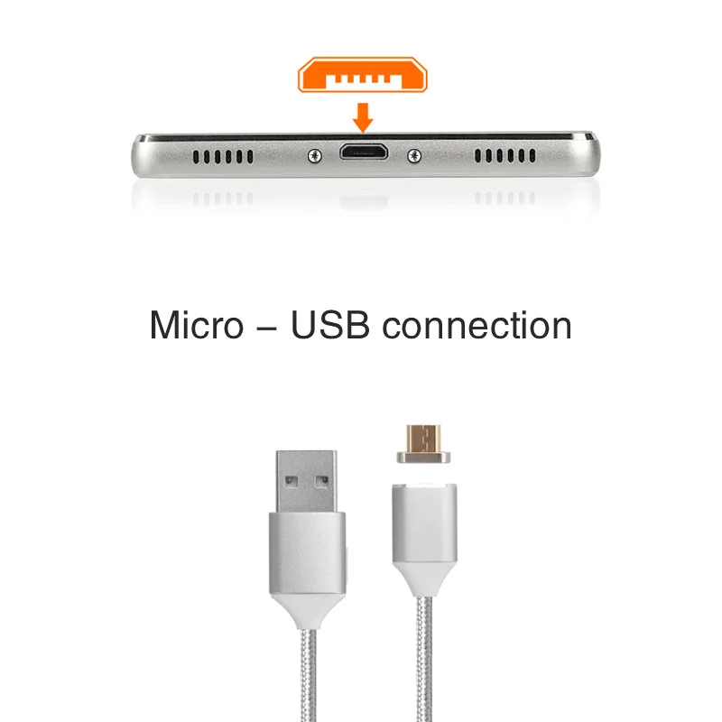 Micro USB кабель 1 м Быстрая зарядка Магнитный зарядное устройство для мобильного