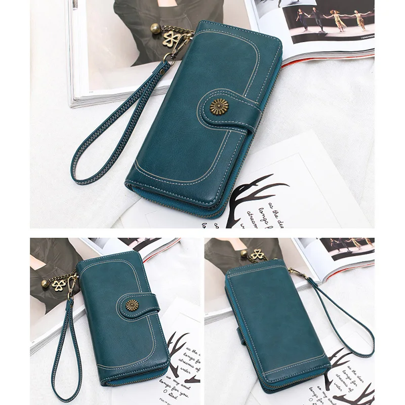 Новинка 2018 женский клатч кошелек спилок Женский Длинный на молнии с ремешком для