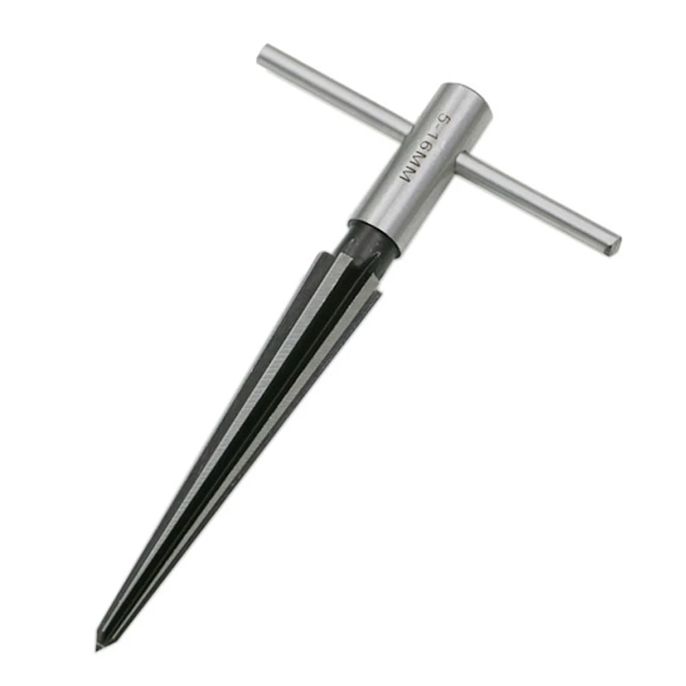 

5mm-16mm Bridge Pin Hole Hand Held Reamer T Handle Tapered 6 Fluted Chamfer Reaming Woodworker Cutting Tool Countersink drill