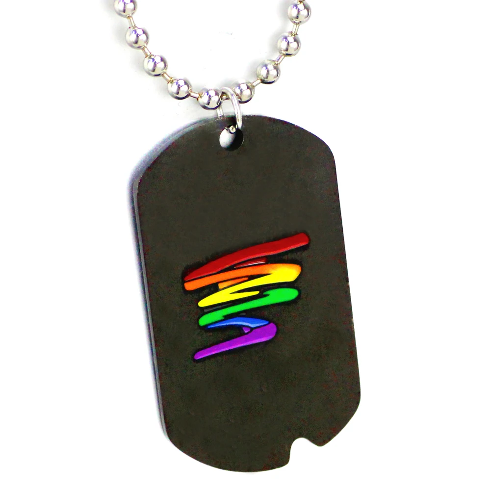 Черная геев гордыня радужная жвачка ЛГБТ и лесбиянок ожерелье|dog tag|lesbian pridenecklace