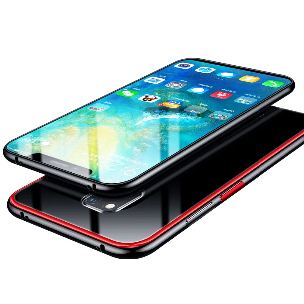 Роскошный Алюминиевый металлический бампер для Huawei Mate 20 Pro прозрачный стеклянный