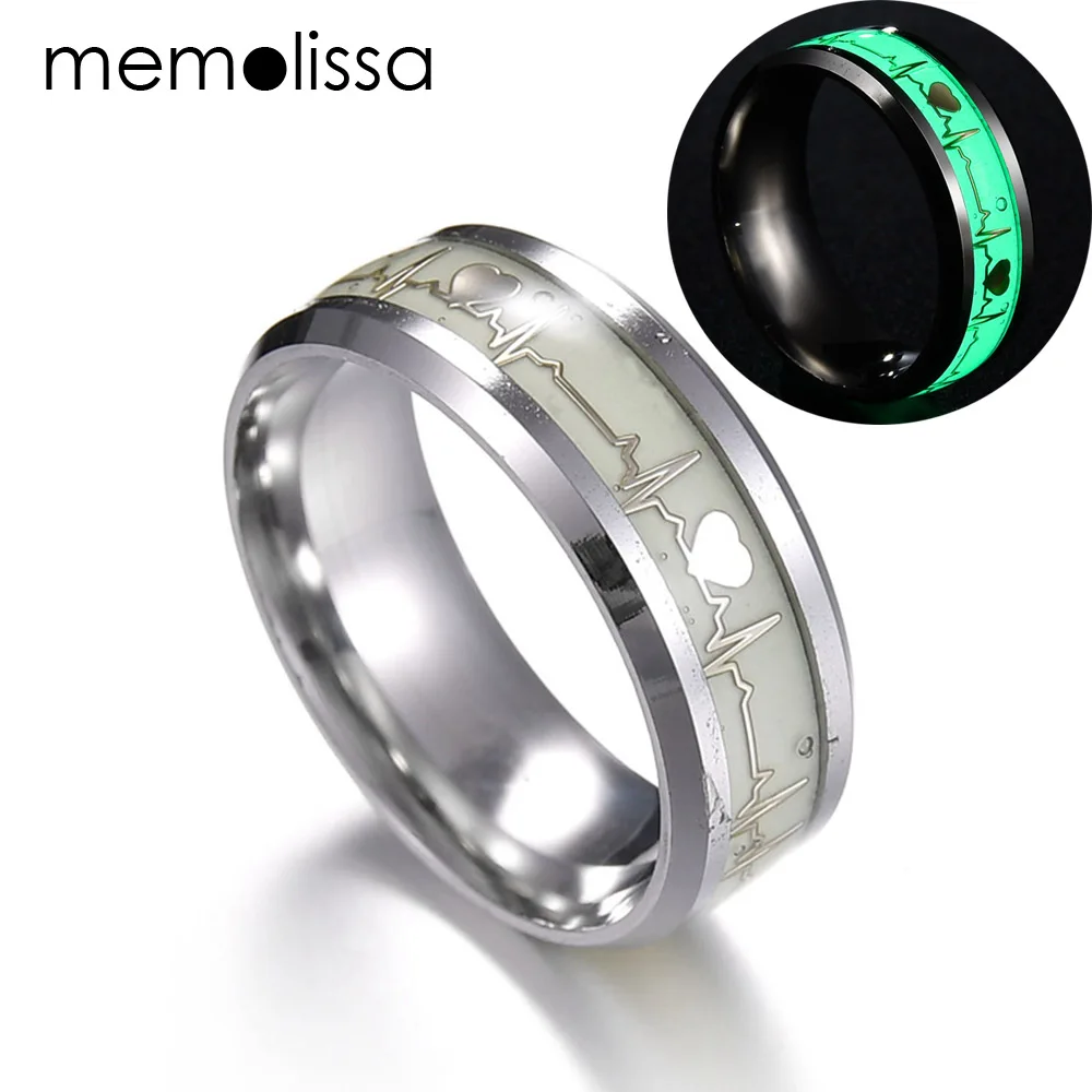 MeMolissa 2018 светящееся кольцо в форме сердца любви мужские кольца из нержавеющей