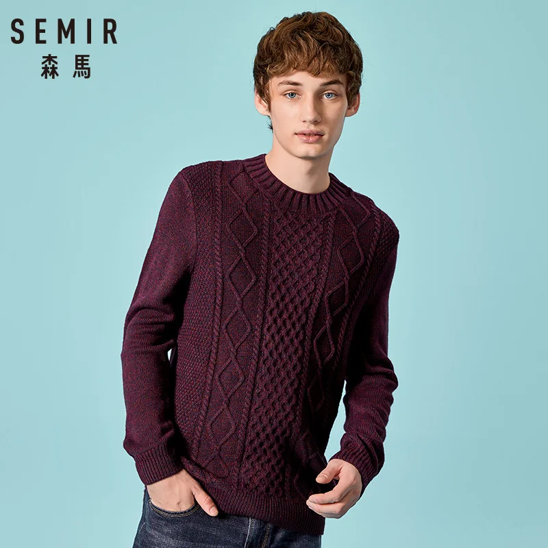 SEMIR Мужской Повседневный пуловер свитер модный круглый вырез трикотаж длинный