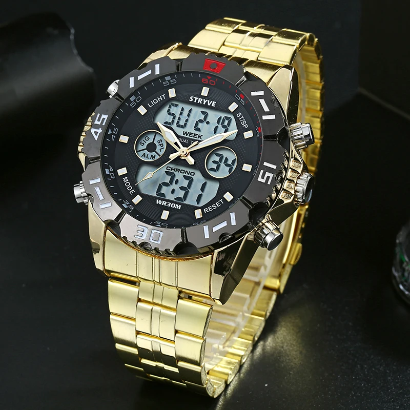 Лидирующий бренд мужские часы светодиодные аналоговые цифровые модные