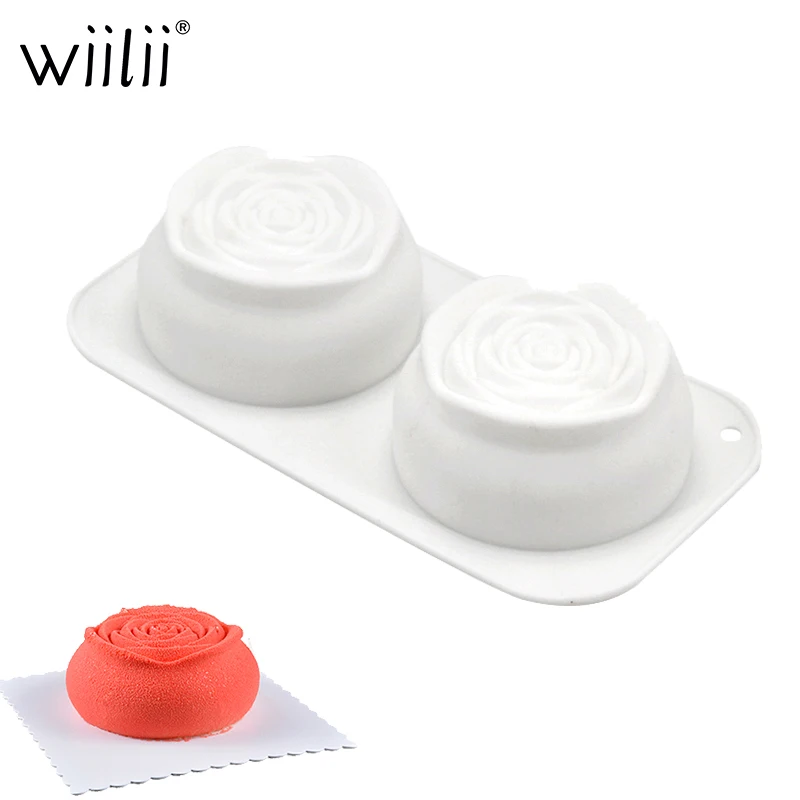 2 отверстия силиконовая форма для торта с розами мусса десертных форм свадебного