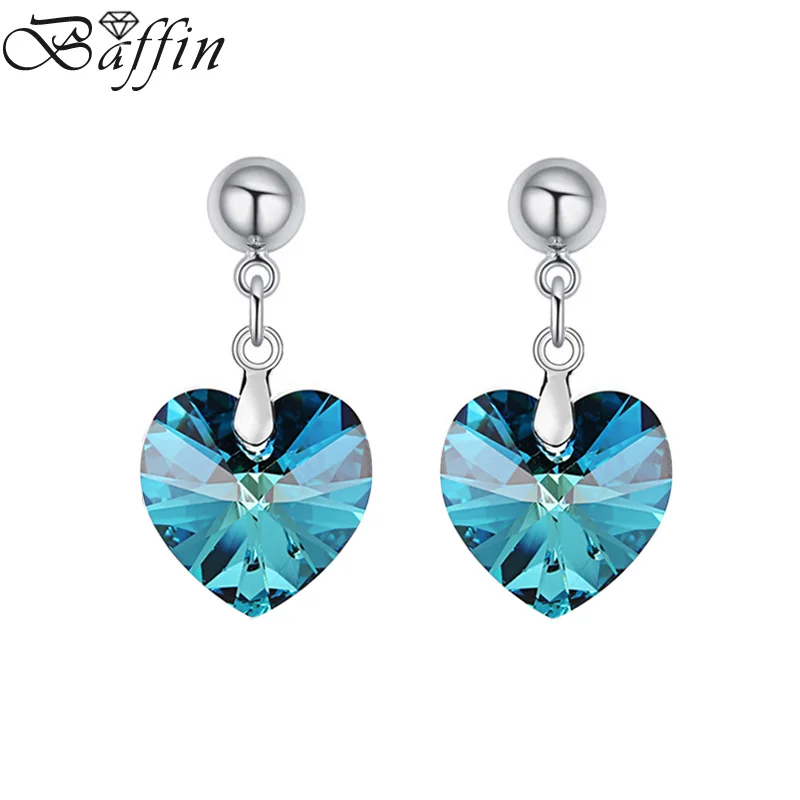 Женские серьги подвески BAFFIN модные оригинальные с кристаллами SWAROVSKI сердцем