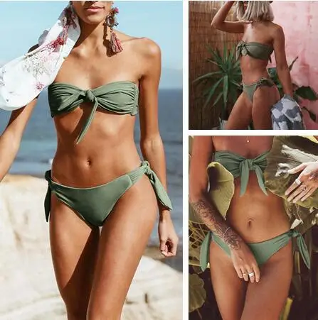 FALLINDOLL купальник купальный костюм Женский Бандаж бикини однотонный комплект