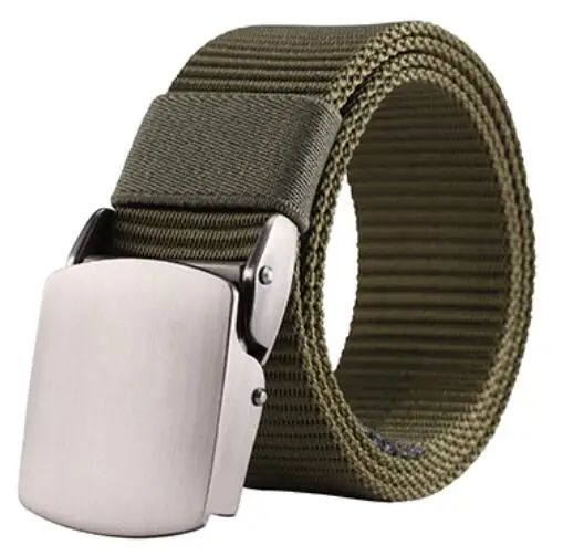 Army green Высококачественное оформление мужской черный нейлоновый ремень наружные металлические автоматические брезентовые ремни с пряжкой повседневные штаны крутые дикие Роскошные поясные ремни - Цвет: Army green
