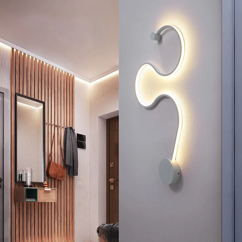 Modern Black White Line LED Wall Lamp Bedroom Light Wall Lights for Home Background Wall Living Room Light Wandlamp LED Lustres