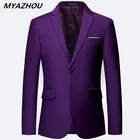 Новый список роскошный мужской блейзер большого размера 6XL тонкая однотонная куртка, модная деловая Банкетная свадебная одежда