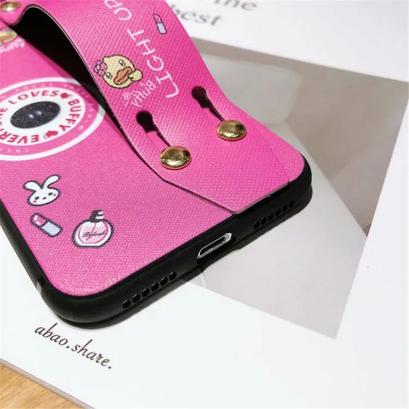 Luxury Retro 3D Stand Camera Phone Case For iphone X 10 6 6s 7 8 6plus 7plus 8plus Bling Soft TPU Cover with Lanyard |