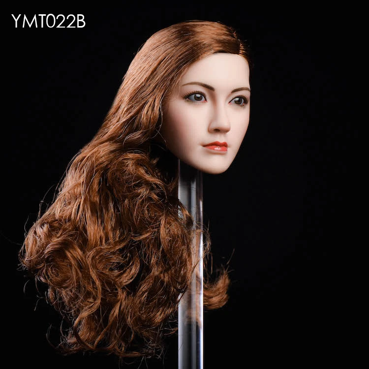 

1/6 Asian Beauty Head Sculpt with Brown Long Hair Female Head YMT22 for 12'' Suntan Action Figure