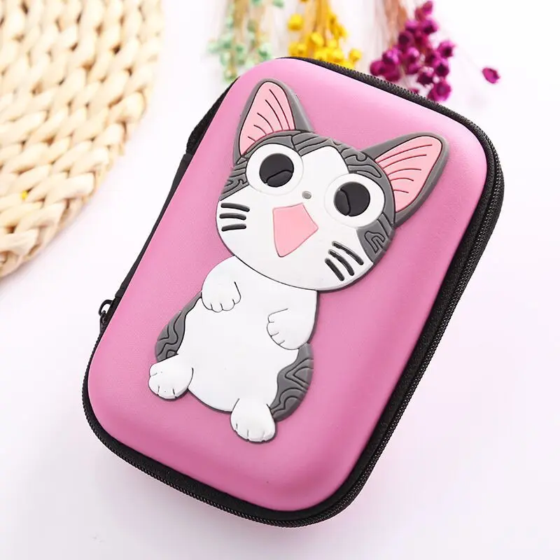 Cat Многофункциональный милый мультфильм аниме квадратный Мобильный телефон наушники зарядный кабель сумка для хранения карты памяти U диск на молнии чехол для хранения - Цвет: Cat