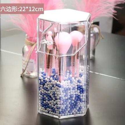 box with beads 4 Акриловый прозрачный ящик для хранения кистей для макияжа с крышкой пластиковый органайзер для макияжа косметический инструмент держатель для помады пылезащитный ящик для хранения - Цвет: box with beads 4