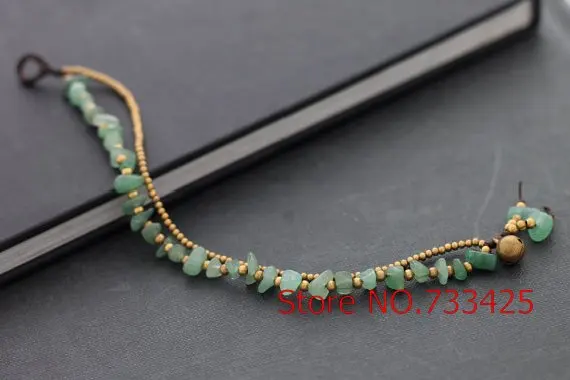 5 шт./лот зеленый гравий двойной стенд браслет с вощеным шнуром 100% ручной работы