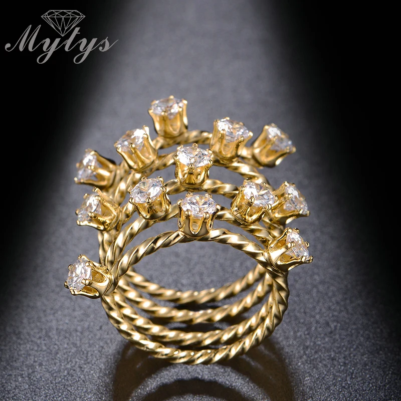 Mytys многослойное среднее раннее модное дизайнерское кольцо на палец с зубцами и