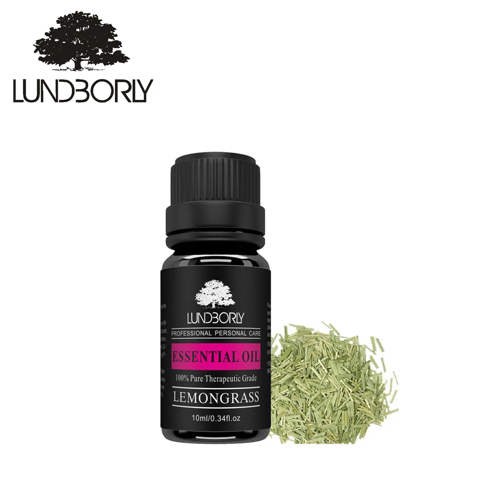 Lundborly Lemongrass Essential Oils 100% Pure Natural 10ml Organic Body Relieve Stress Oil Skin Care Help Sleep massage oil | Красота и