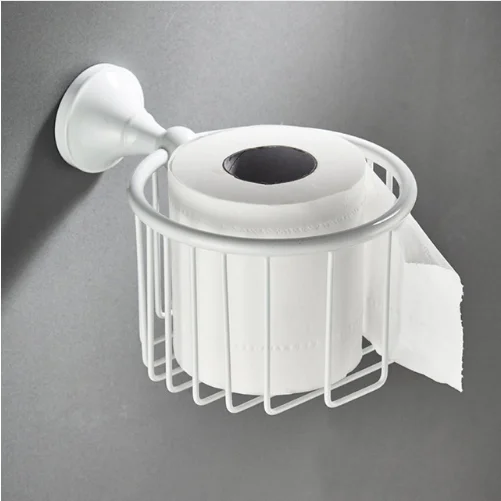 paper holder Белый набор аксессуаров для ванной комнаты, держатель для туалетной щетки, металлический настенный держатель для полотенец, кольцо для волос, держатель фена, мыльница, керамика - Цвет: paper holder