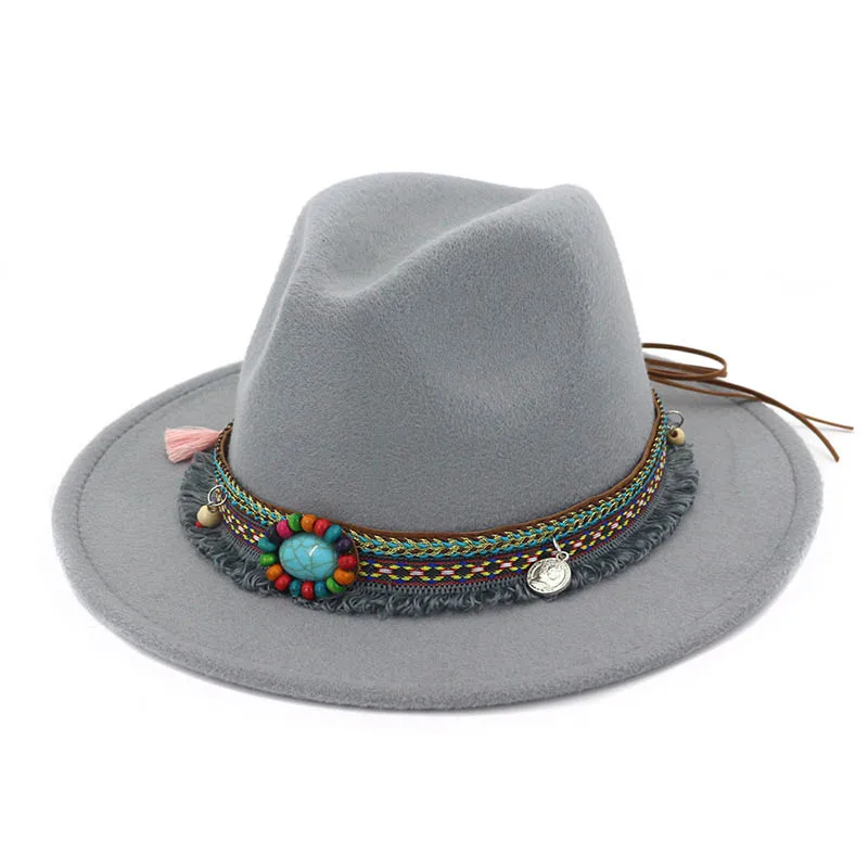 

Women Jazz Caps Hats Bohemia Style Woolen Hats for Spring Summer Beach 19ing