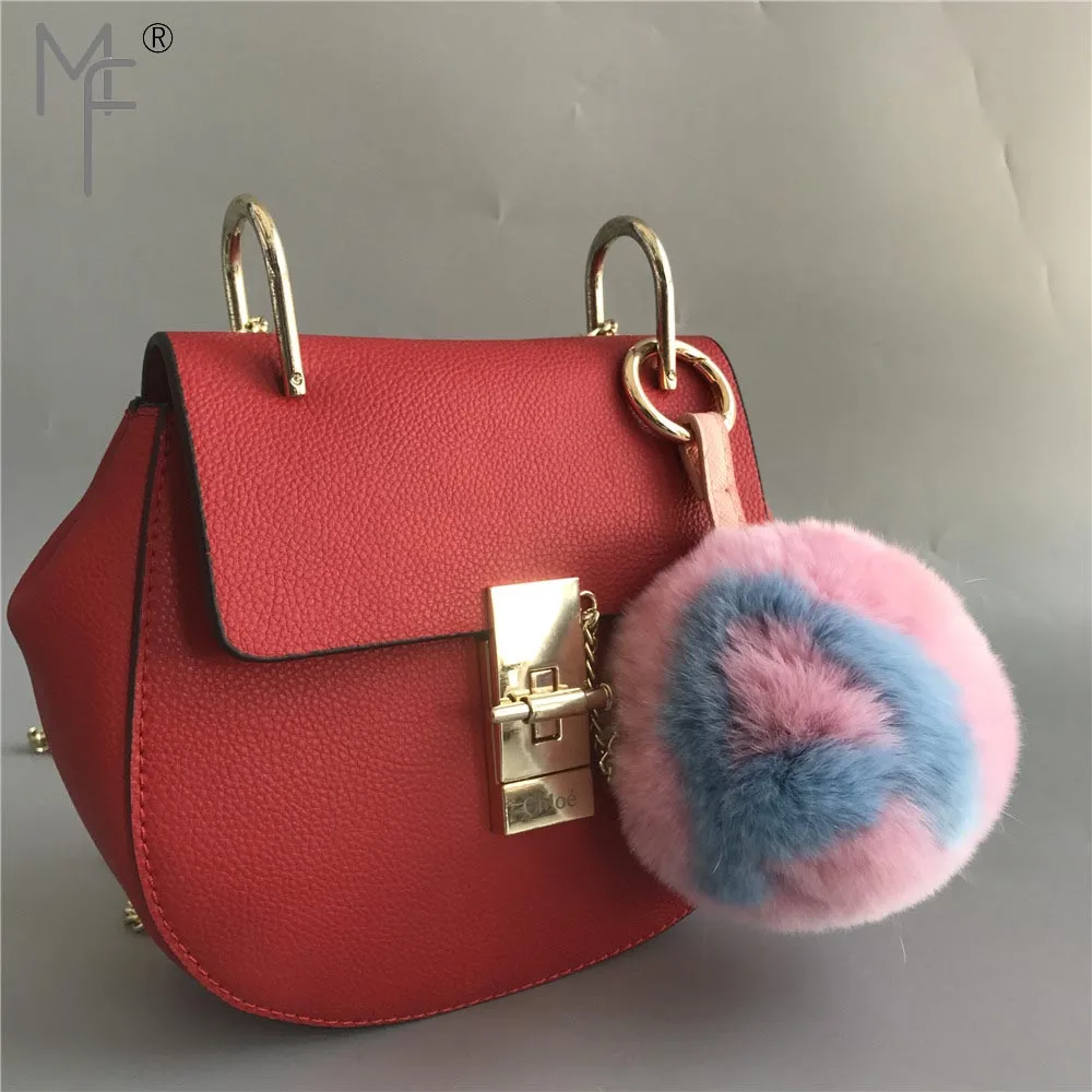 Magicfur ABcharm Начальная буква A Z Настоящий мех кролика розовый W Комплект синего цвета
