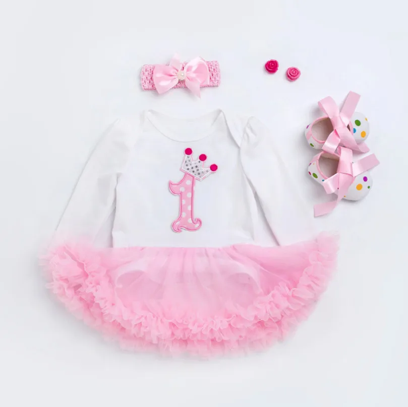 3 piece set Для новорожденных; костюмы для вечеринки в честь Дня Рождения одежда из хлопка для маленьких девочек; комбинезон; комплект из 3 предметов, Костюмы наборы костюмы принцессы кружевные платья для детей - Цвет: 3 piece set
